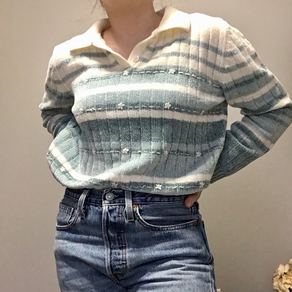 Alfred Dunner Sweaters - Vintage Striped Collared Sweater